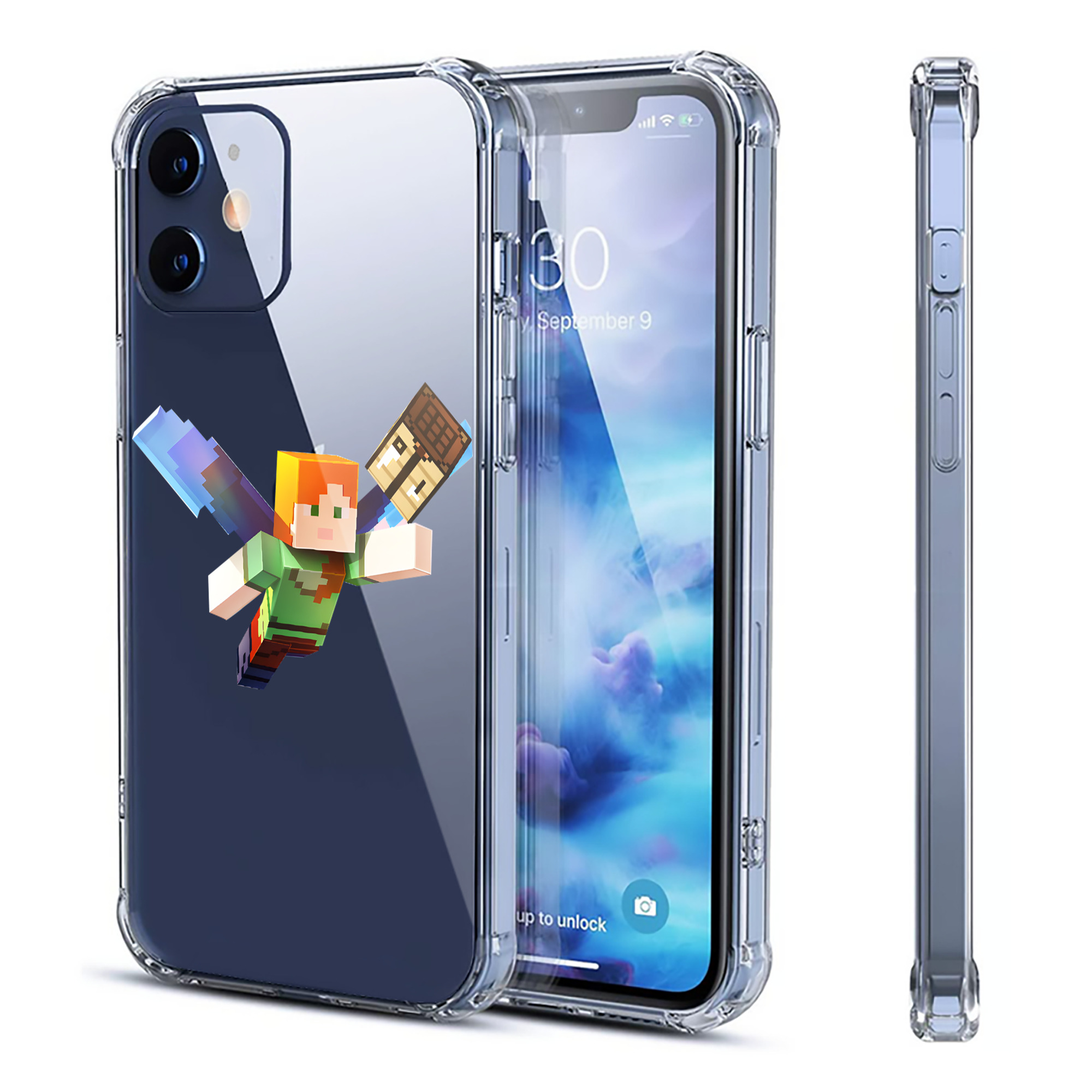 （画像用） マインクラフト ブロックの世界 Minecraft MC Block world 【iPhone 12シリーズ対応】透明スマホケース（クリアソフトケース）